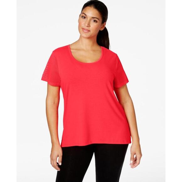 Jessica Simpson Womens Plus Size Partial Mesh Cutout Racerback T-Shirt Size 0X - Picture 1 of 1